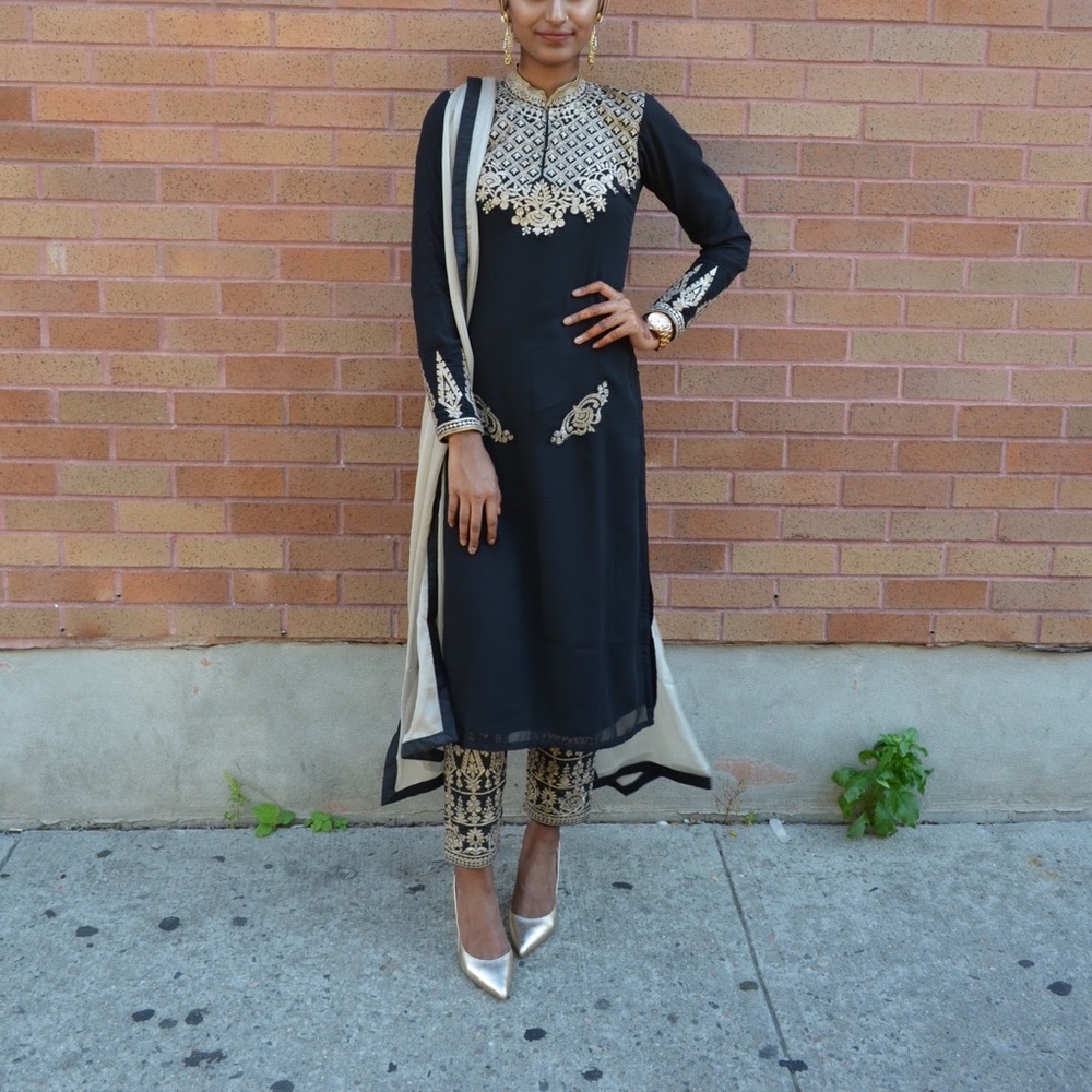 Black & gold salwar kameez